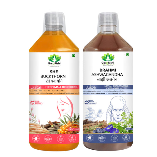 SHE Buckthorn for Female & Brahmi Ashwagandha Juice Combo (500ml + 500ml)