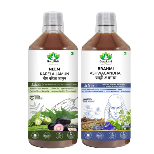 Neem Karela Jamun & Brahmi Ashwagandha Juice Combo (500ml + 500ml)