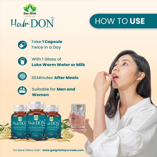 Hair DON I Anti Hair Fall & Hair Regain Ayurvedic Capsule I No Side Effect I 100% Natural Ingredients Ext. I