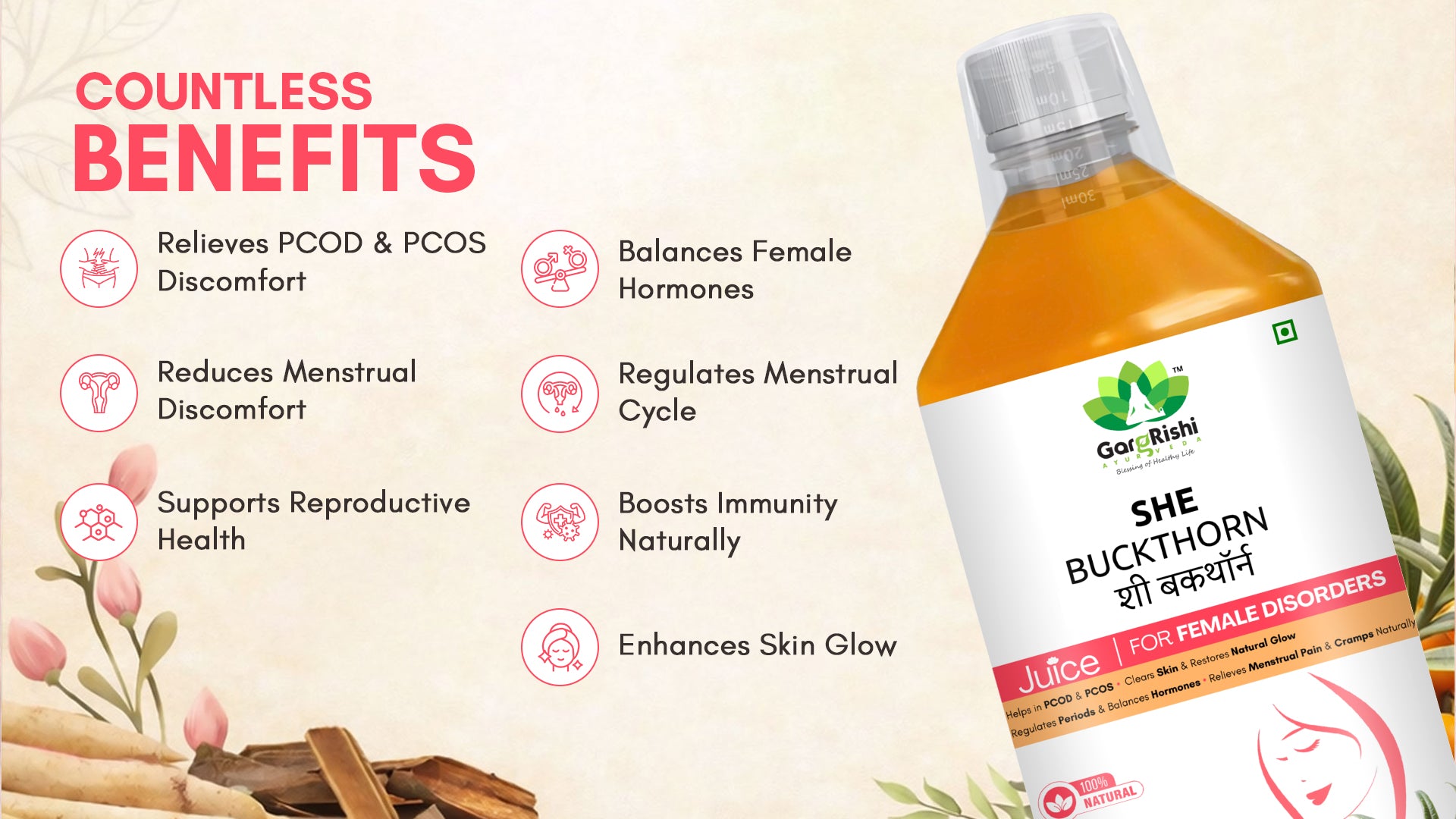 She Buckthorn Juice – Natural Support for PCOD, PCOS & Regular Period Cycle
