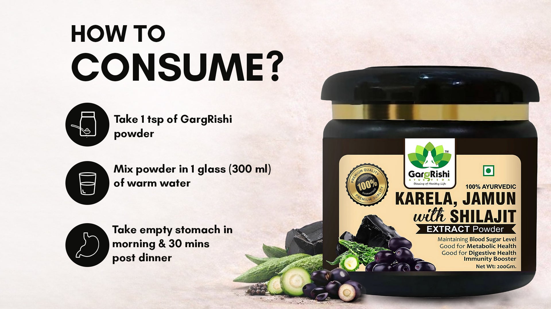Karela Jamun with Shilajit Powder for maintaining Blood Sugar Level & Stamina Booster Banner 3