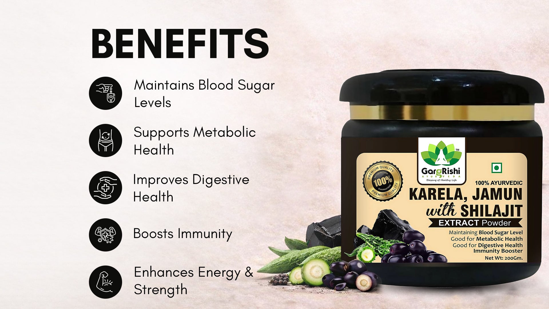 Karela Jamun with Shilajit Powder for maintaining Blood Sugar Level & Stamina Booster