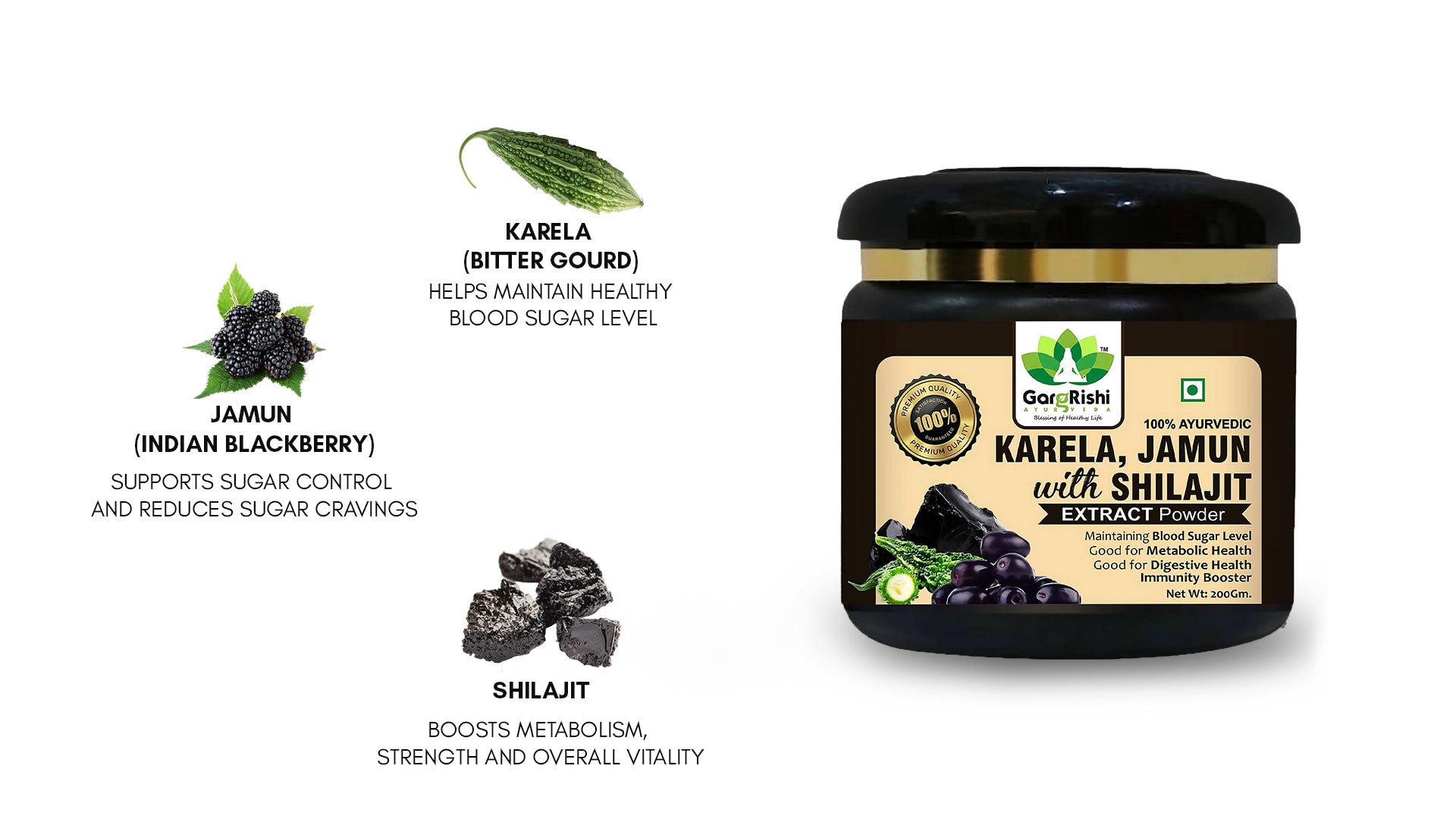 Karela Jamun with Shilajit Powder for maintaining Blood Sugar Level & Stamina Booster Banner 2