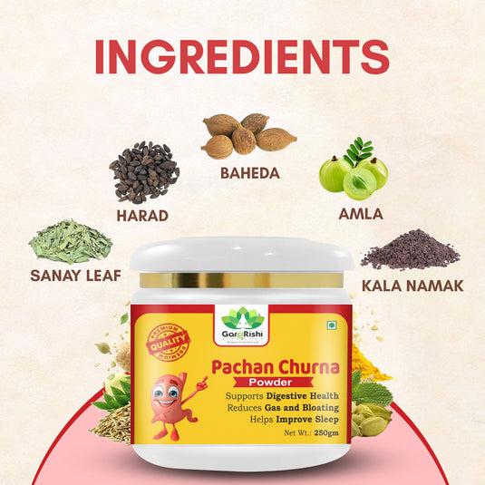 Gargrishi Ayurveda's Pachan Churna | 250g – Powerful Ayurvedic Digestive Remedy for Gas, Bloating, Acidity & Constipation | Natural Herbal Formula for Gut Health, Better Digestion & Restful Sleep