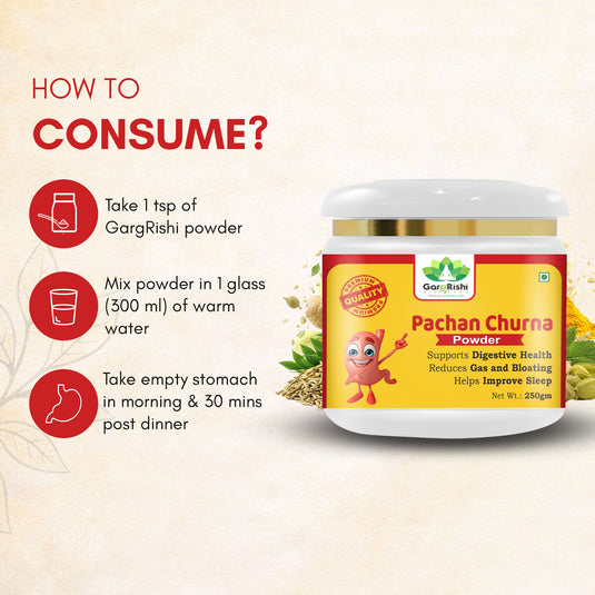 Gargrishi Ayurveda's Pachan Churna | 250g – Powerful Ayurvedic Digestive Remedy for Gas, Bloating, Acidity & Constipation | Natural Herbal Formula for Gut Health, Better Digestion & Restful Sleep
