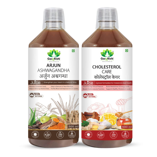 Arjuna Ashwagandha & Cholesterol Care Juice (500ml + 500ml) | Maintains Healthy Cholesterol, Removes Heart Blockage and Boosts Cardiovascular Function