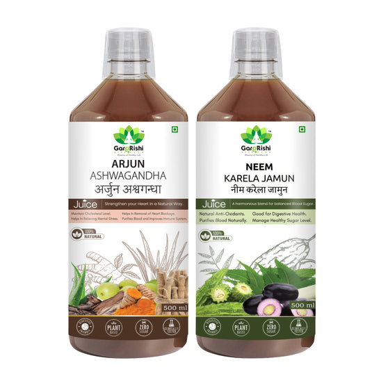 Arjuna Ashwagandha & Neem Karela Jamun Juice Combo (500ml + 500ml)