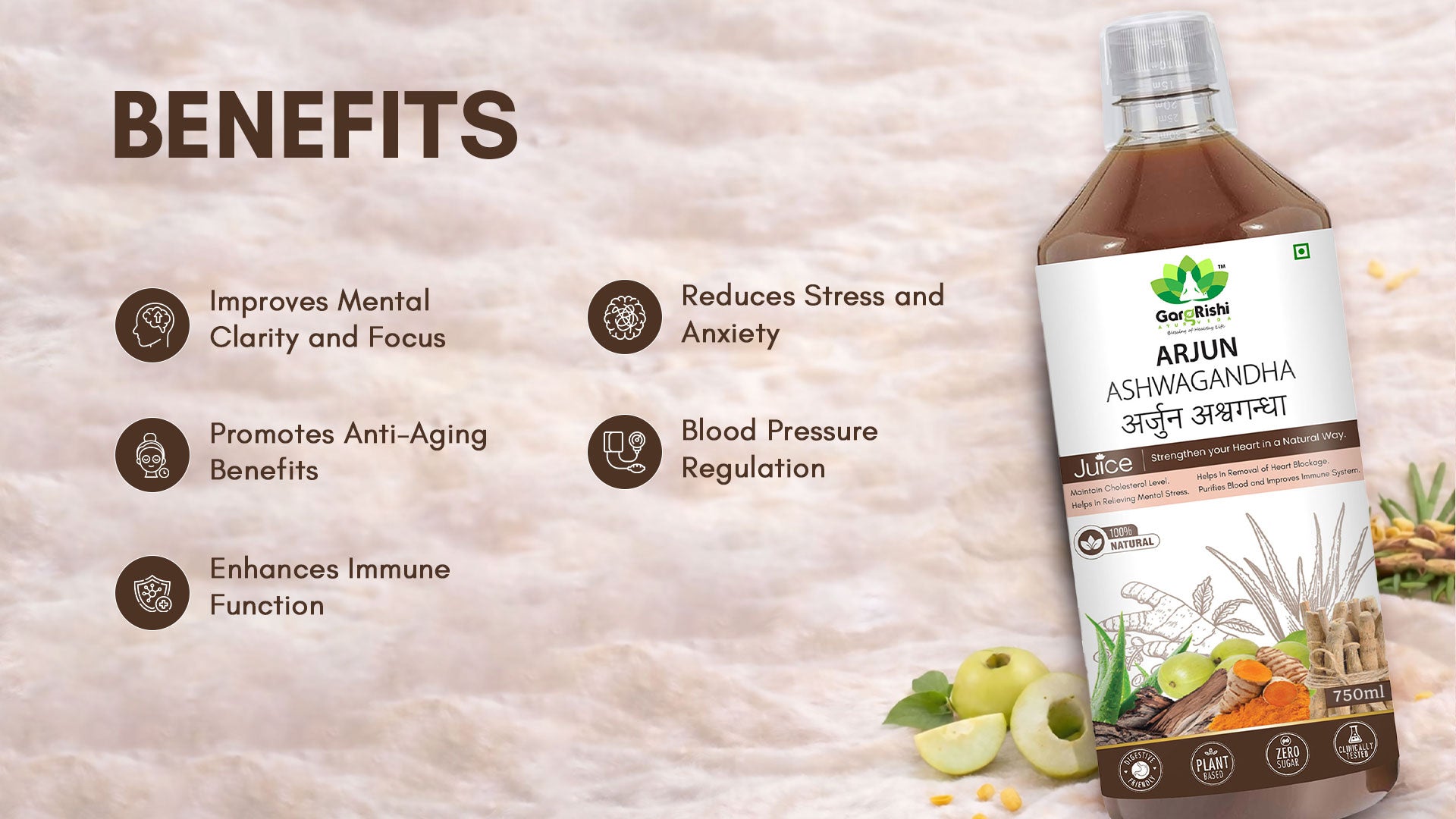 Arjun Ashwagandha Juice  – Complete Ayurvedic Solution for Heart Health & Cholesterol! Banner 2