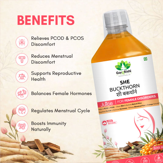 She Buckthorn Juice – Natural Support for PCOD, PCOS & Regular Period Cycle