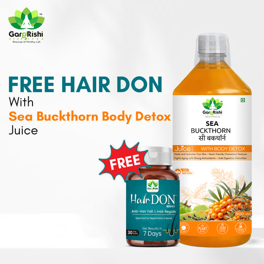 Free Hair Don Capsules with Sea Buckthorn with Body Detox Juice – Complete Skin, Hair, Immunity & Overall Body Wellness